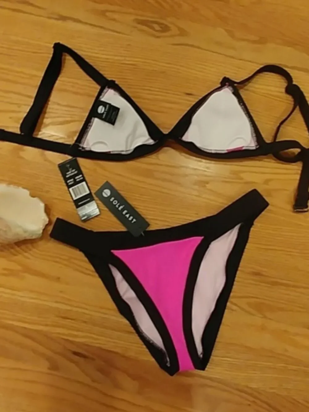 👙 NWT Sole East Bikini Swimsuit Size S 👙Colorblock, high cut, Neon Pink CUTE! - Picture 4 of 7